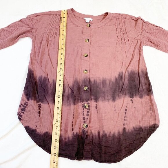 J. Jill purejill ombre tie dye gauzy long sleeve flowy button front top - Picture 8 of 8